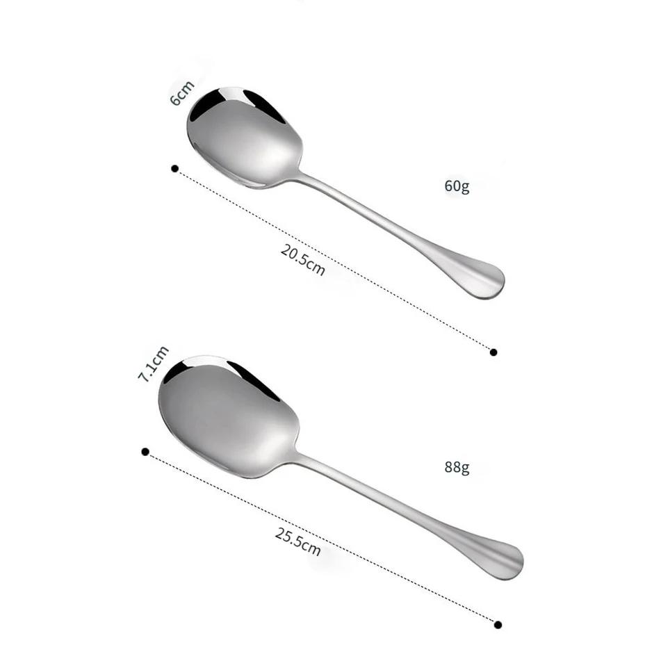 Long Handle Stainless Steel Scoop Thicken Soup Spoons Round Scoops for Dinner Spatula Spoon Cooking Serving Spoon Tableware