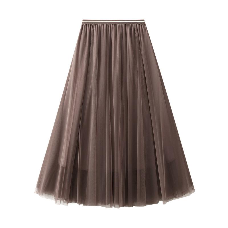 

Women s Tulle Skirt Elastic High Waisted A-Line Layered Flowy Long Skirts Pleated Mesh Midi Skirts for Women Casual Beach Ruffle Skirts for Party One size хакі