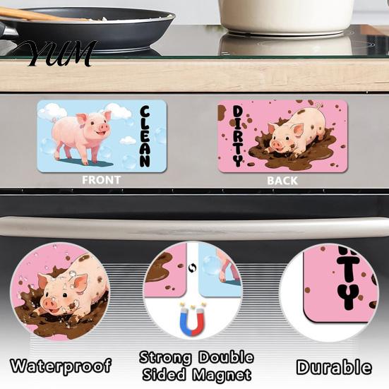 Kitchen Clean Dirty Indicator Cartoon Animal Dishwasher Magnet, Sign Magnetic Indicator, Double-sided Dish Washing Machine Decoration Magnet