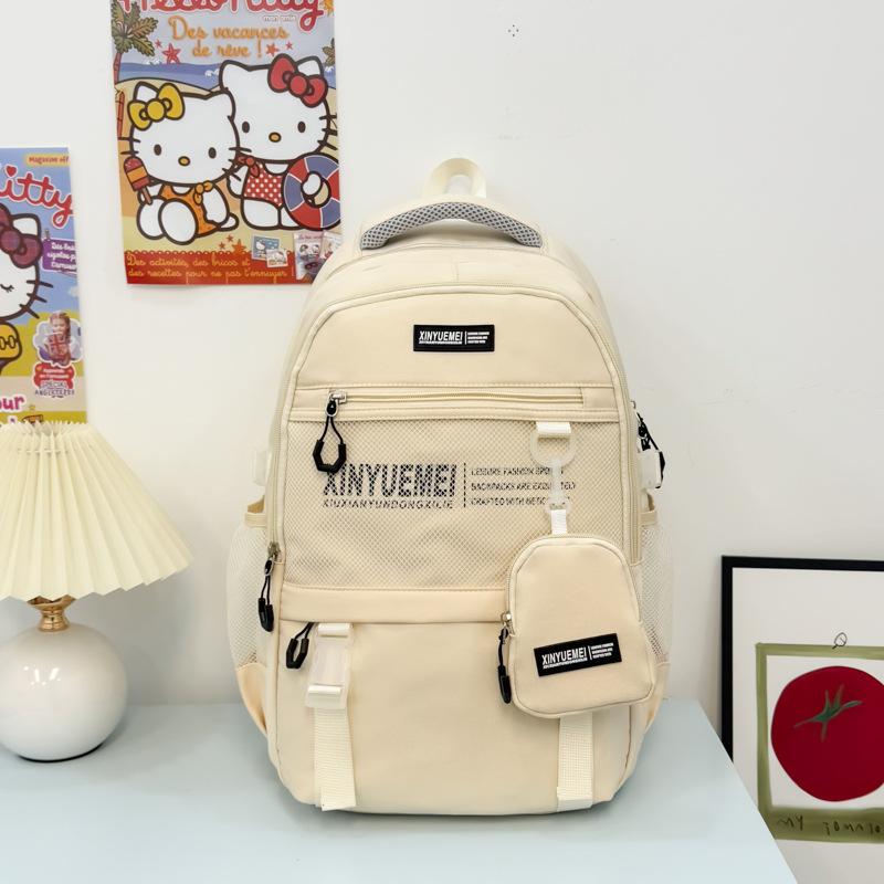 Schoolbag Japanese Ins Trendy Cool Net Pocket Large Capacity Backpack Male, Junior High School High School Schoolbag Female College Student Computer