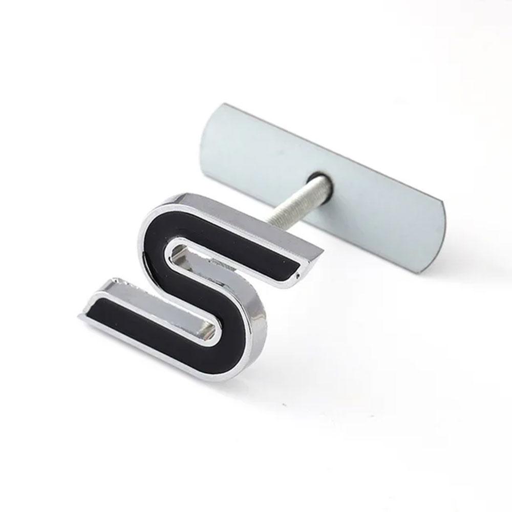 AJG1 3D Metal Letter S Logo Car Front Grille Emblem Badge Rear Trunk Stickers Decal For Ford Focus Fiesta Escape Ecosport Kuga Mondeo