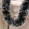 Dark Green Christmas Tree Ornaments & Garland Set with White Trim