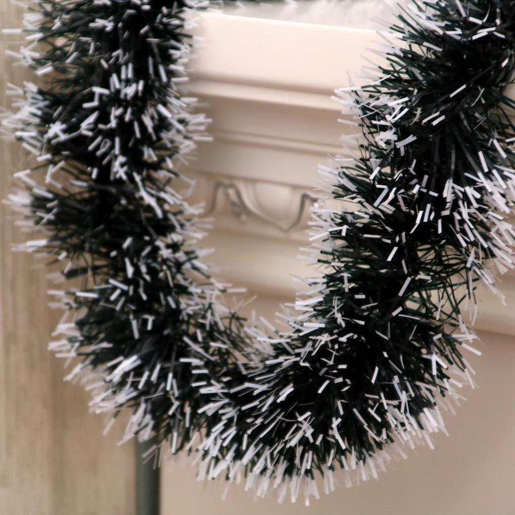 Dark Green Christmas Tree Ornaments & Garland Set with White Trim