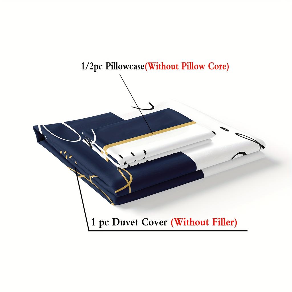 Romantic Couple'S "King & Queen" Duvet Cover Set - Soft Polyester, All-Season Comfort, Machine Washable Digital Print With Crown