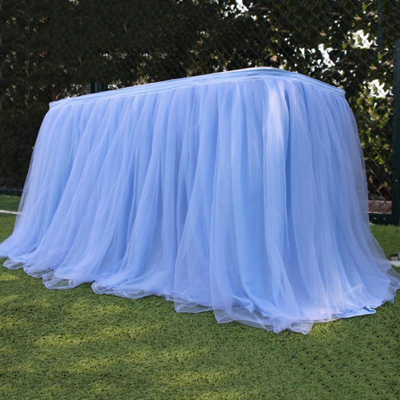 Tulle Table Skirt Elastic Mesh Tulle Tableware Tablecloth For Holiday Party Table Skirt Baby Shower Wedding Party Decor 100x75cm