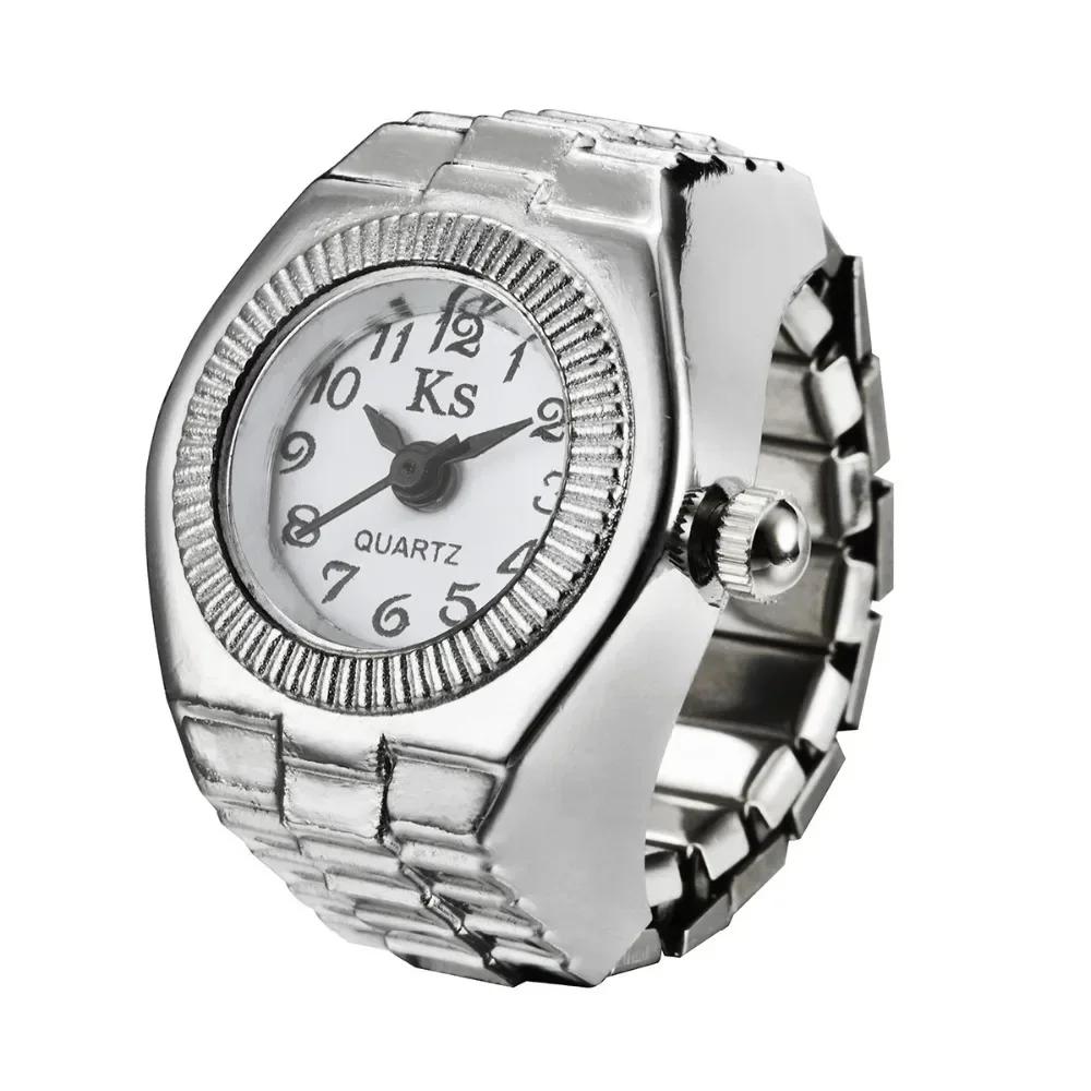 Paar Fingeruhr Ring Vintage Punk Elastisches Legierungsband Herren Damen Schmuck Uhr Römische Ziffern Zifferblatt 28 Stile Mini Quarzuhren