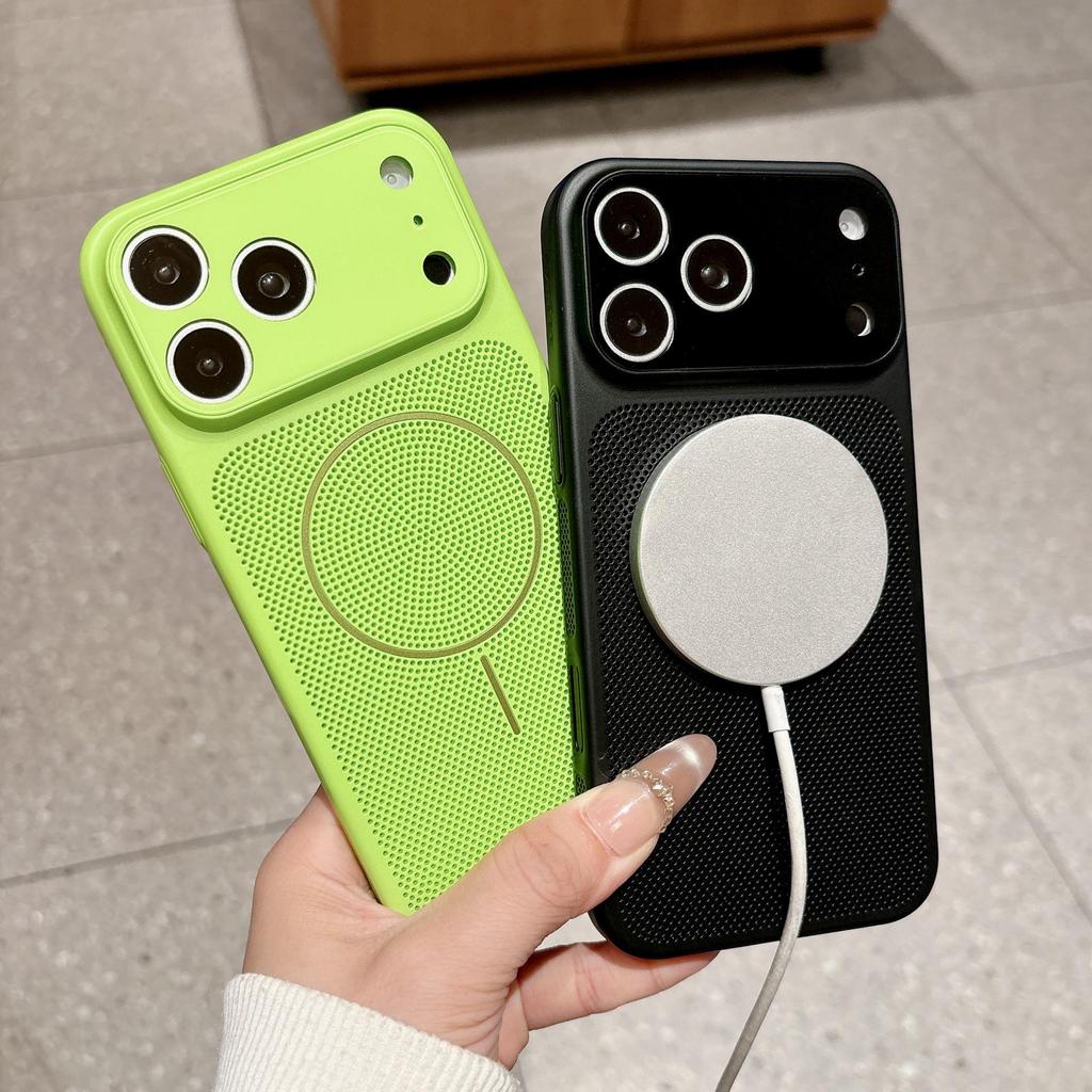 Magnetic iPhone 17 Pro Max Case with Large Window, Fits Apple 16, Ultra-thin PC Heat Dissipation Mesh, Full Coverage for iPhone 15.