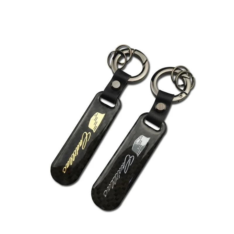 Carbon Fiber Keychain Car Keyring for Cadillac Seville XT4 CT4 CT5 SLR STS CTS DTS ATS Escalade Auto Key Pendant Accessories