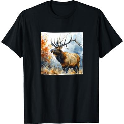 Elk Watercolor Illustration Graphic T-Shirt(1)