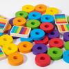 Wooden Color Matching Game Set for Kids Pillar Pairing Toy Hand Eye Coordination Training Memory Improvement