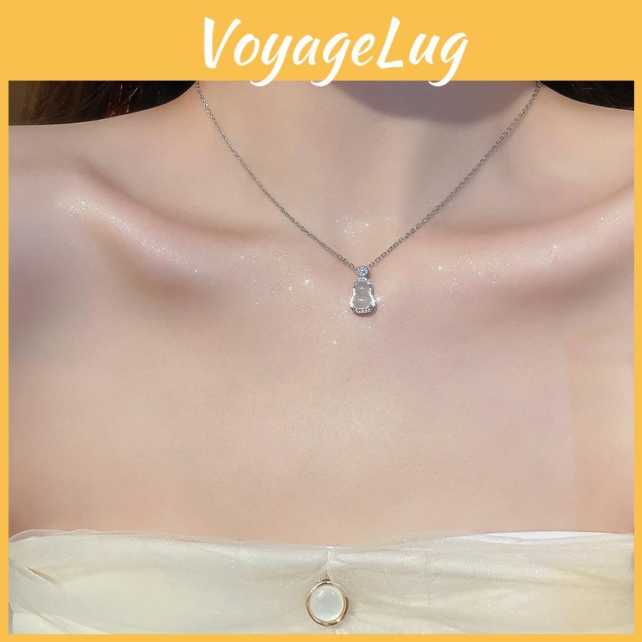 Titanstål Zirkon Kalebasshänge Halsband för Kvinnor Med Elegant Kedjedesign