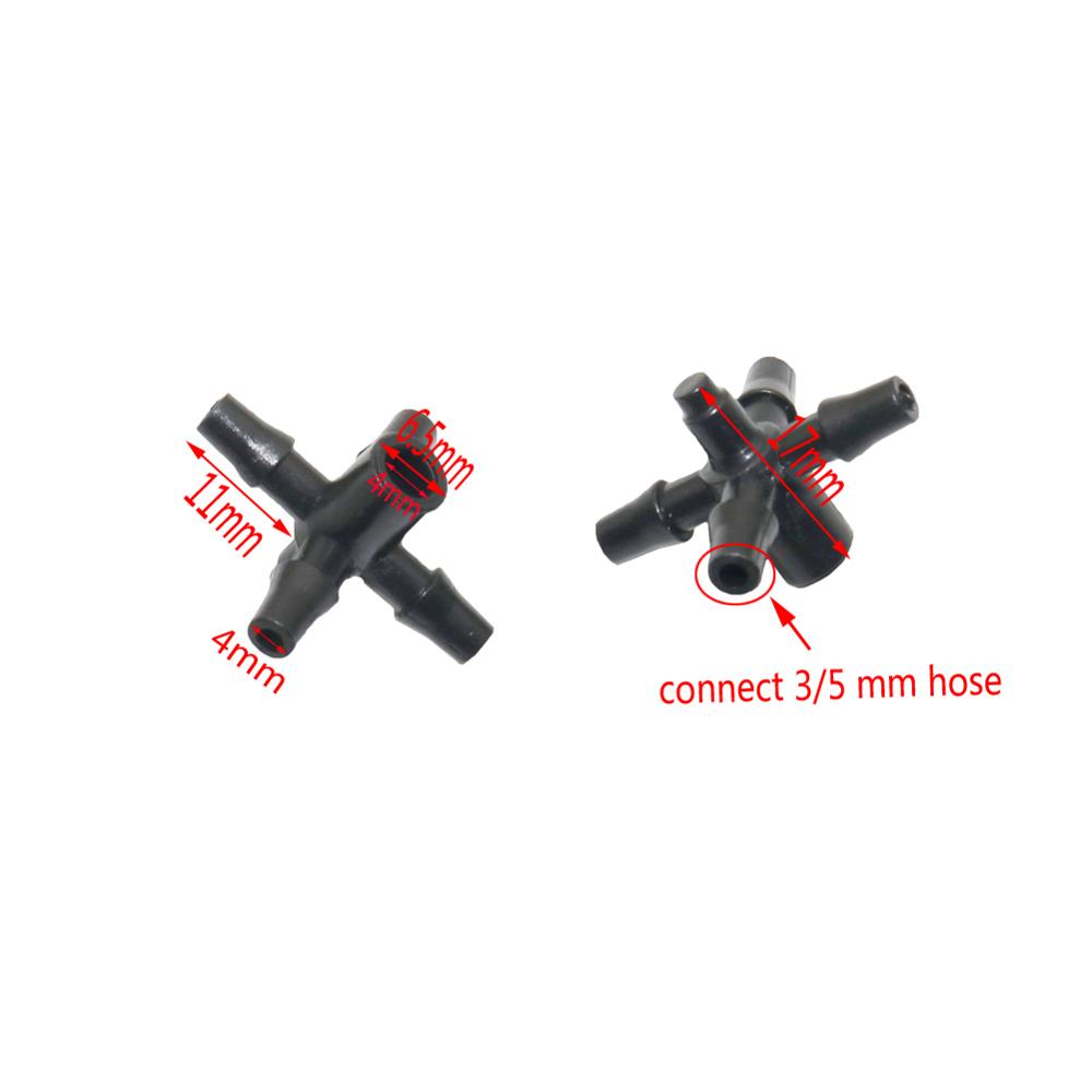 

50 pcs Five-way hose Splitters Interfaces With Multiple Joint Cross-connector Garden Hose Nozzle Connection Garden Hose Fittings 4mm