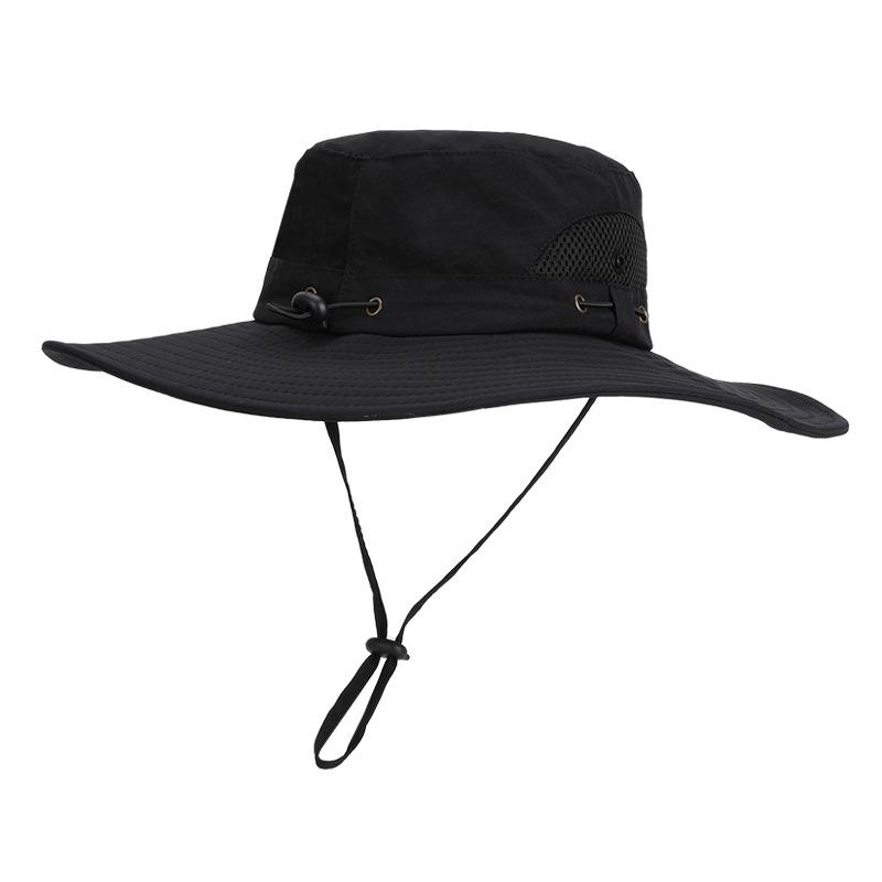 Summer big brim sun hat men's outdoor mountaineering fishing sun protection hat quick drying waterproof breathable big head circumference bucket hat