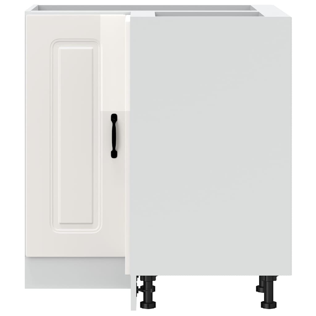 Kitchen Corner Base Cabinet Kalmar High Gloss White Particleboard