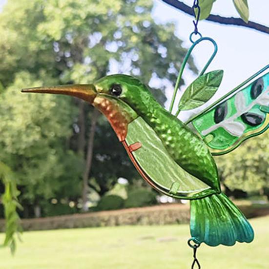 Wind Chimes for Outside Stained Glass Hummingbird/Dragonfly Wind Bell Hanging Ornament for Garden Patio Balcony Yard Window Decor Gifts for Women Mom