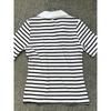 Genuine Export Surplus European and American Striped Stretchy Slim-Fit Comfortable Cotton Women's Summer Polo Collar Short-Sleeve T-Shirt