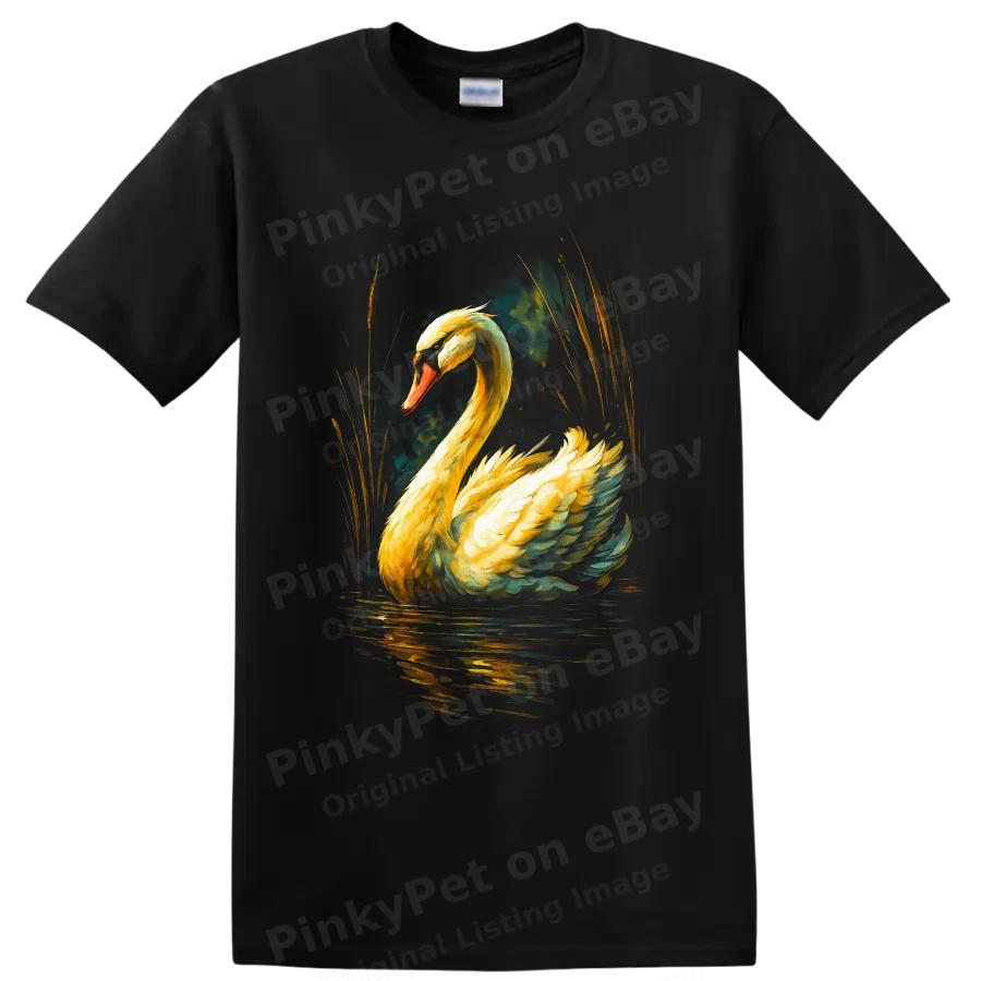 Swan T Shirt Realistic Dramatic Mute Swan Water Bird Art Nature Lover Tee Gift