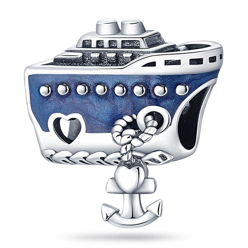 

Copper Travel Charm Blue Cruise Ship S Anchor Pendants Fit Diy Original Bracelet Necklace Fashion Party Jewelry