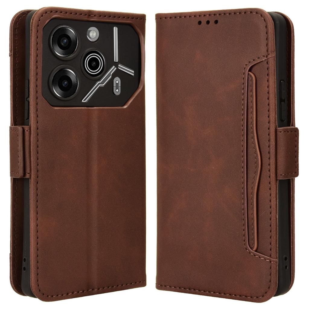 For TECNO Pova 6 Pro 5G LI9 Leather Case Multiple Card Slots Phone Cover -  Red