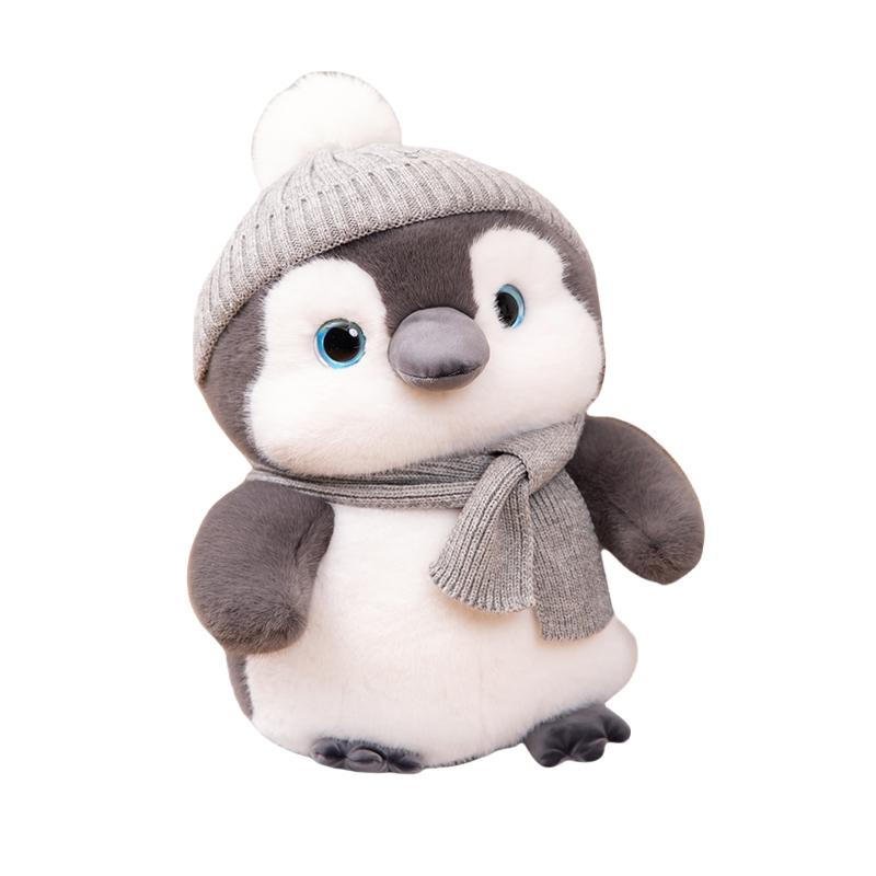Soft Stuffed Couple Penguin Plush Toy Cute Baby Penguin Wear A Hat And Scarf Doll Pillow Home Decoration Christmas Birthday Gift