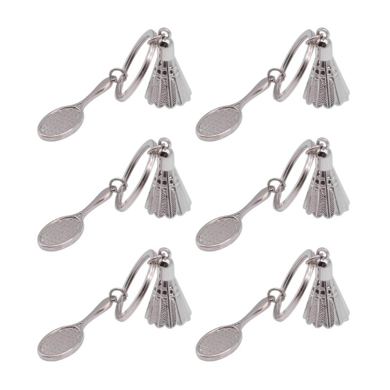 6 Pcs Shuttlecock Keychain Car Keyring Badminton Pendant Hangings Ornaments Badminton Racket Keyholders 1