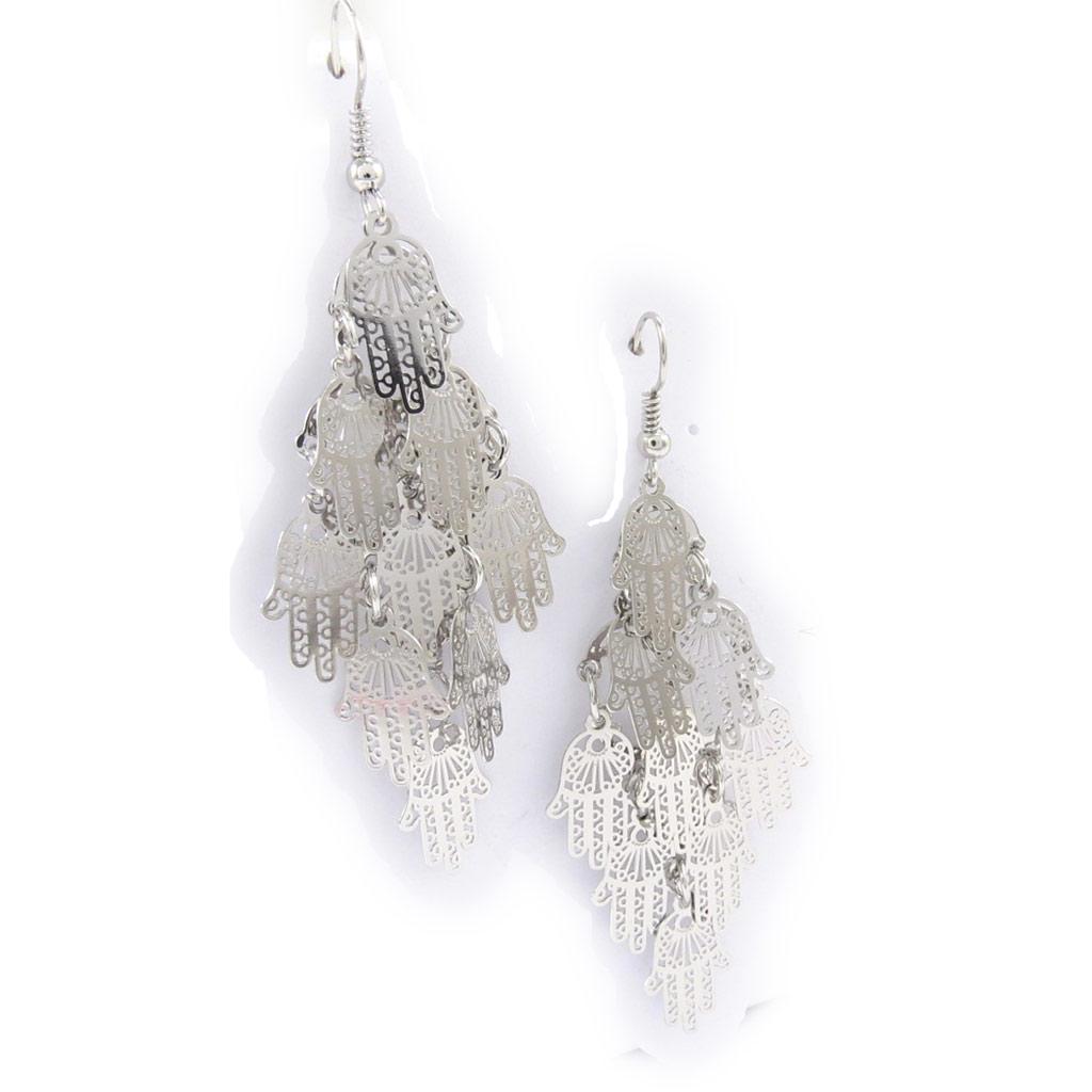 Les Trésors De Lily [J9481] - Silver 'Fatma' Designer Earrings