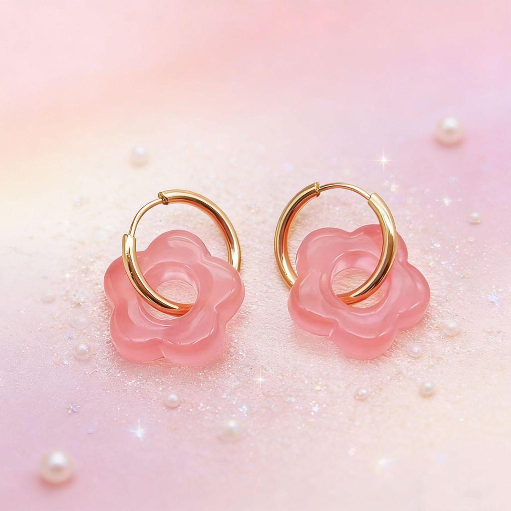 2025 Dopamine-Inspired Enamel Flower Hoop Ear Cuffs - Light Luxury Earrings