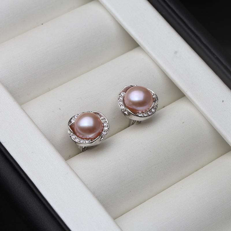 

Natural Freshwater Black Pearl Earrings Jewelry Women,Bridal Silver 925 Stud Earrings with Pearls Anniversary Gift White Grey