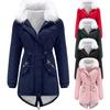 Women's Hooded Plus Velvet Corduroy Coat Ladies Winter Cotton Coat Thickened Mid-length Warm Jacket