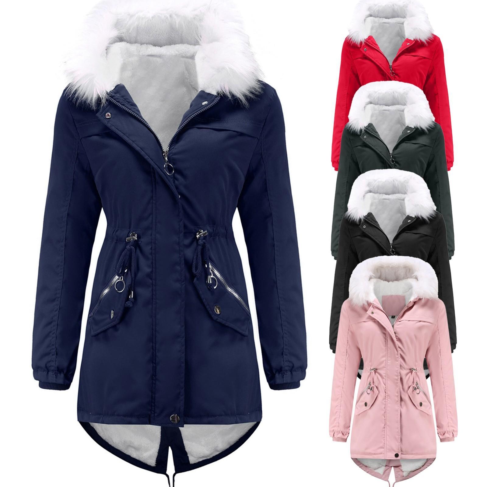 

Women s Hooded Plus Velvet Corduroy Coat Ladies Winter Cotton Coat Thickened Mid-length Warm Jacket XXXL чорний