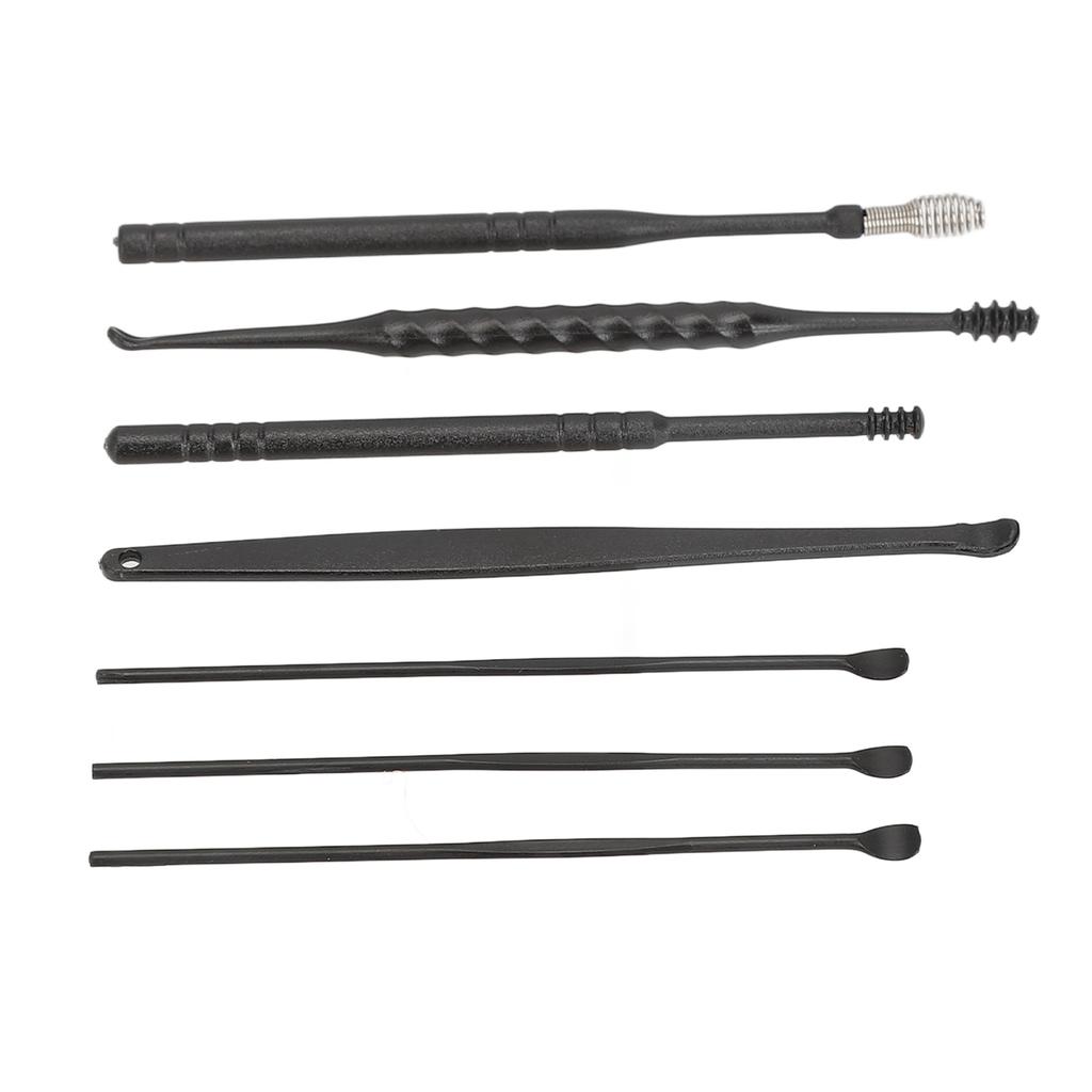 5 Set Ear Pick Earwax Removal Tool Kit 7pcs Ear Cleansing Tool Stainless Steel Portable Ear Wax Cleaning Kit Tool Set Black
