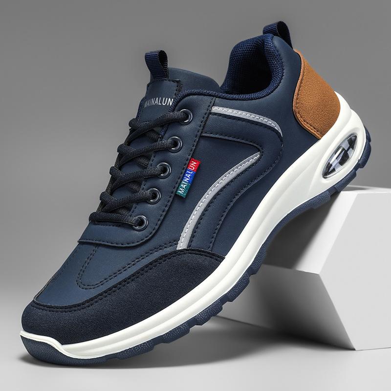 Modne Męskie Sneakersy Casual 2025 Jesień Moda Buty do Biegania Outdoor Wygodne Platforma Antypoślizgowe Buty Casual Sneakersy ze Skóry PU