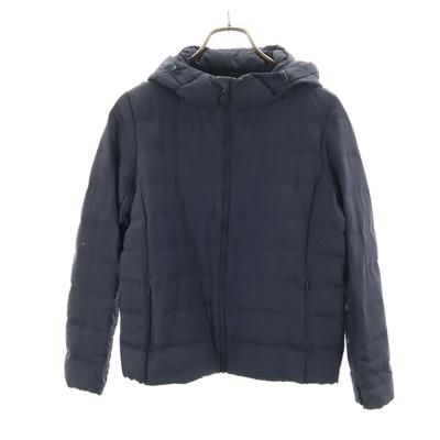 Seamless Ultra Light Down Jacket M Navy With Storage Bag Women Used