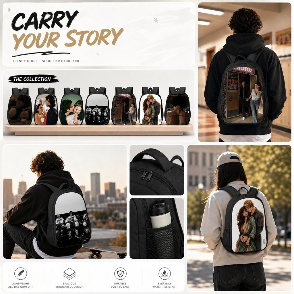 Youth Trendy Backpack Large Capacity Double Layer School Bag Casual Student Backpack Durable Material Lightweight Design