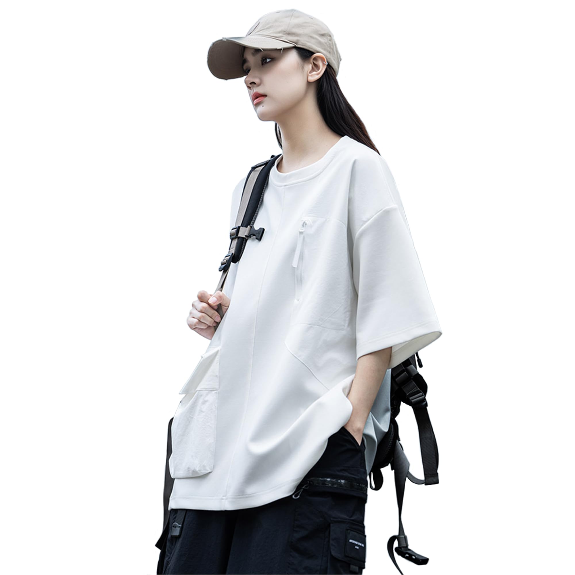 

ZORZIND Футболка с коротким рукавом для американского кэжуал туризма, дышащая и быстросохнущая, уличная одежда, унисекс, весенне-летняя одежда (Белый, Л)