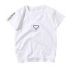 Brief Love Heart Embroidery Letters Printed O Neck Cotton Plus Size Couple T-shirt