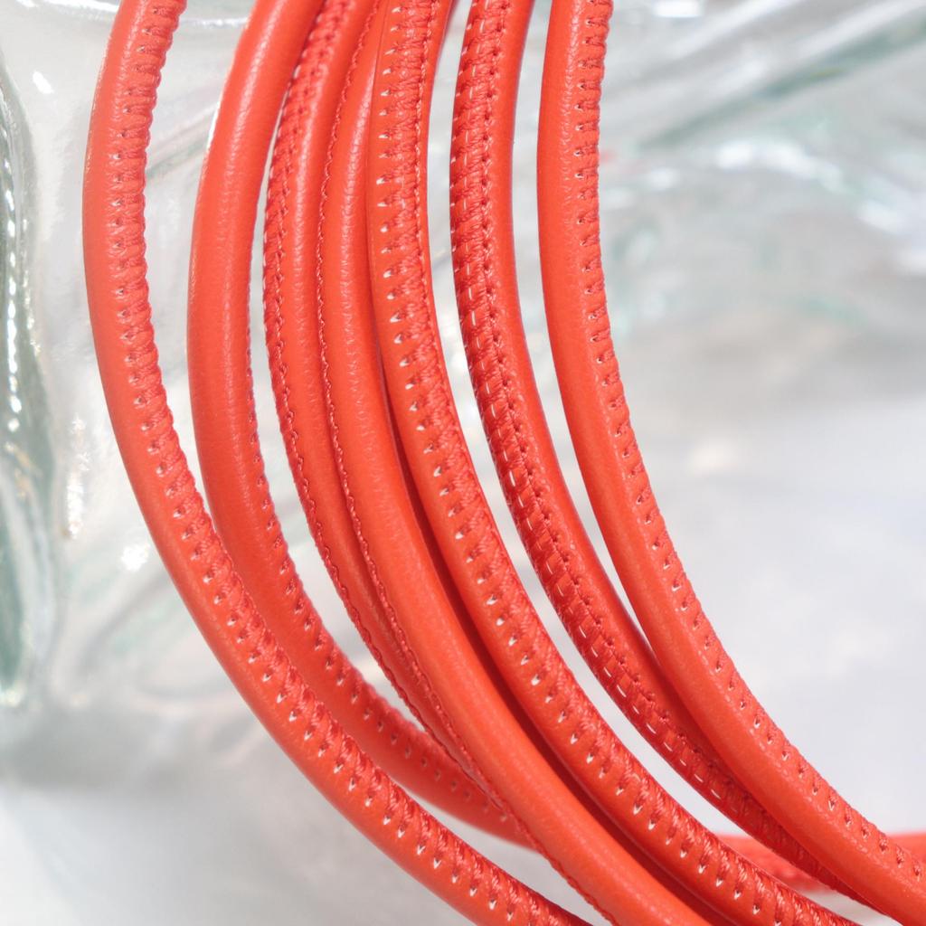 PU Leather Round Handle Strap with Lock Edge Stitching - DIY Traction Weaving Ornament E18