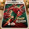Flannel BlanketCristiano Ronaldo Custom Name Text Personalized Soft Warm Throw Blanket Home Decor Gift