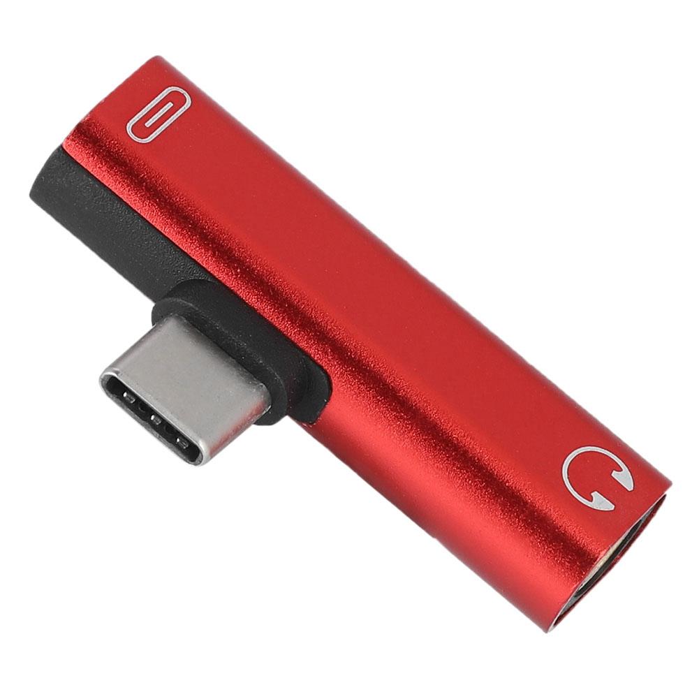 2'si 1 Arada Type C - 3.5mm Kulaklık USB Şarj Dönüştürücü Çok Fonksiyonlu Dönüştürücü Siyah