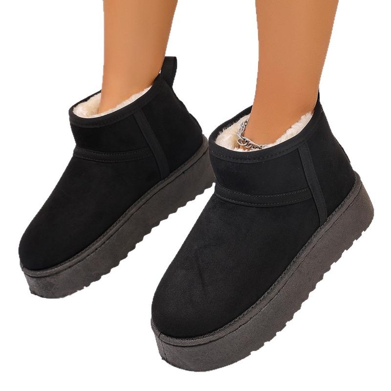 Women's Wide Width Round Toe Snow Boots, Plush Lined Platform Winter Booties, European Style Wholesale Boots for Women