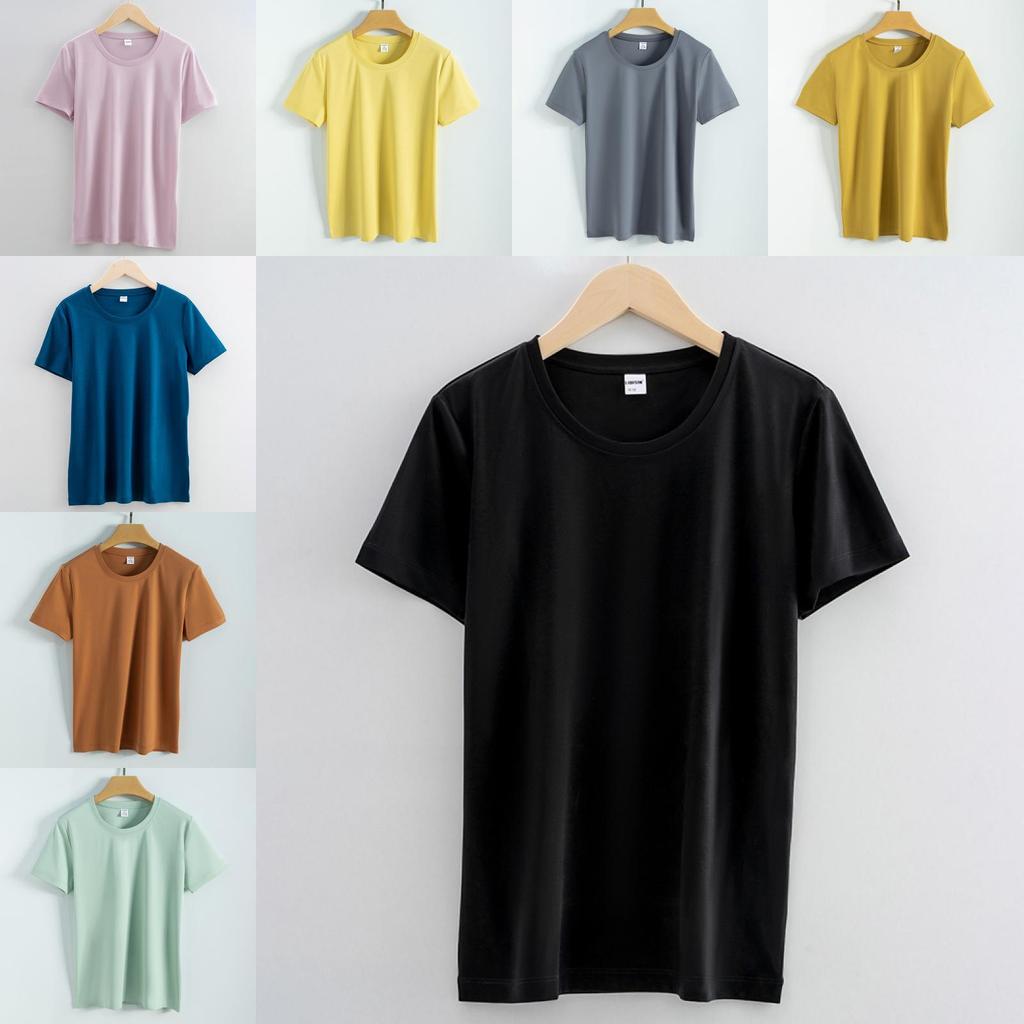 Silk Cotton T Shirt For Women Summer Breathable Casual Relaxed Fit Plain Style