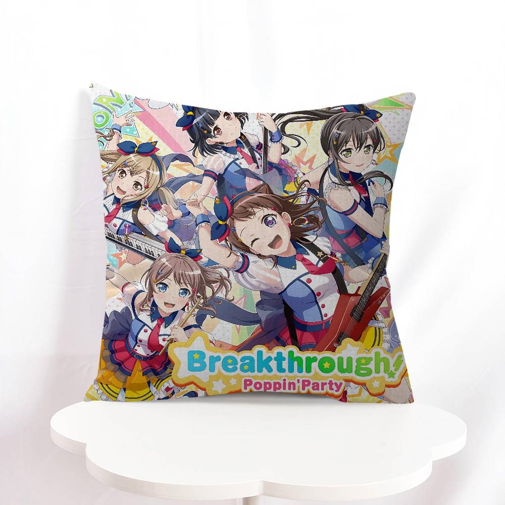 P-Poppin Party Anime Pillow Gifts Home Office Furnishings Bedroom Sofa Car Cushion Cover Case 45x45cm