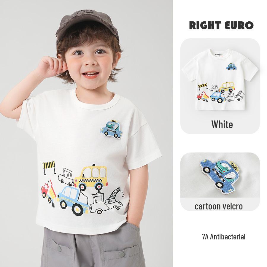 Rightou Summer 2025 Boys' Short-Sleeve T-Shirt - New Children's Toddler Top, Lightweight Half-Sleeve Style