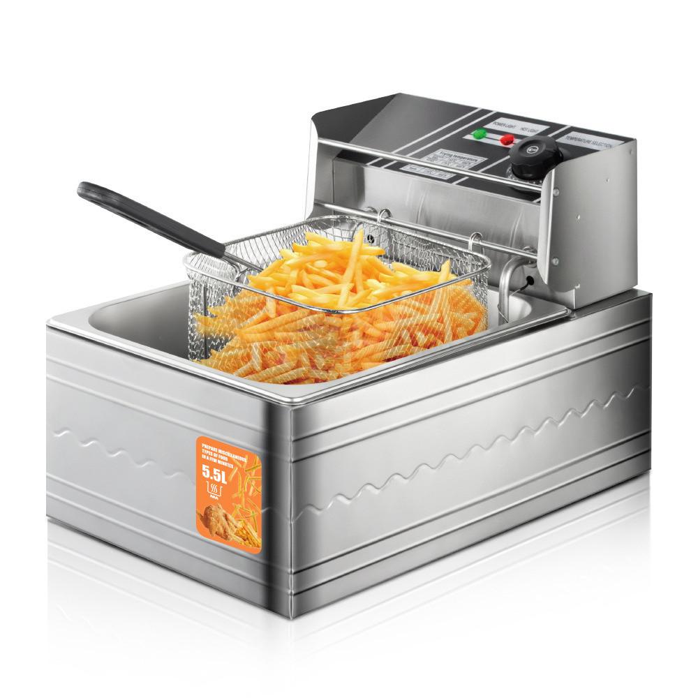 2500W 5.5L Large Capacity Household Small Deep Fryer Electric Fryer Commercial Deep-fried Dough Sticks French Fries Machine