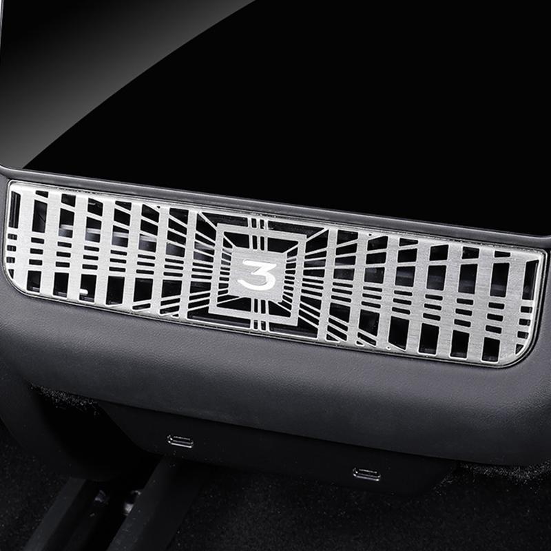 For Tesla Model 3 Highland 2024 Rear Air Vent Cover Center Console Armrest Box Back Conditioner Outlet Filter Grille Protector