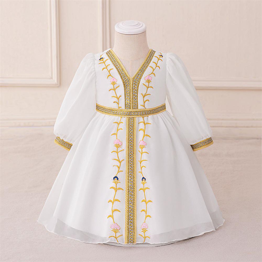 

Embroidered Lace Formal Gown for Middle Eastern Girls - Princess Banquet & Evening Dress 70cm/6-9 Months