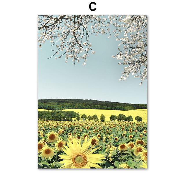 Sunflower Butterfly Mountain Lake Flowers Wall Art Canvas Painting Nordic Posters And Prints Wall Pictures For Living Room Decor