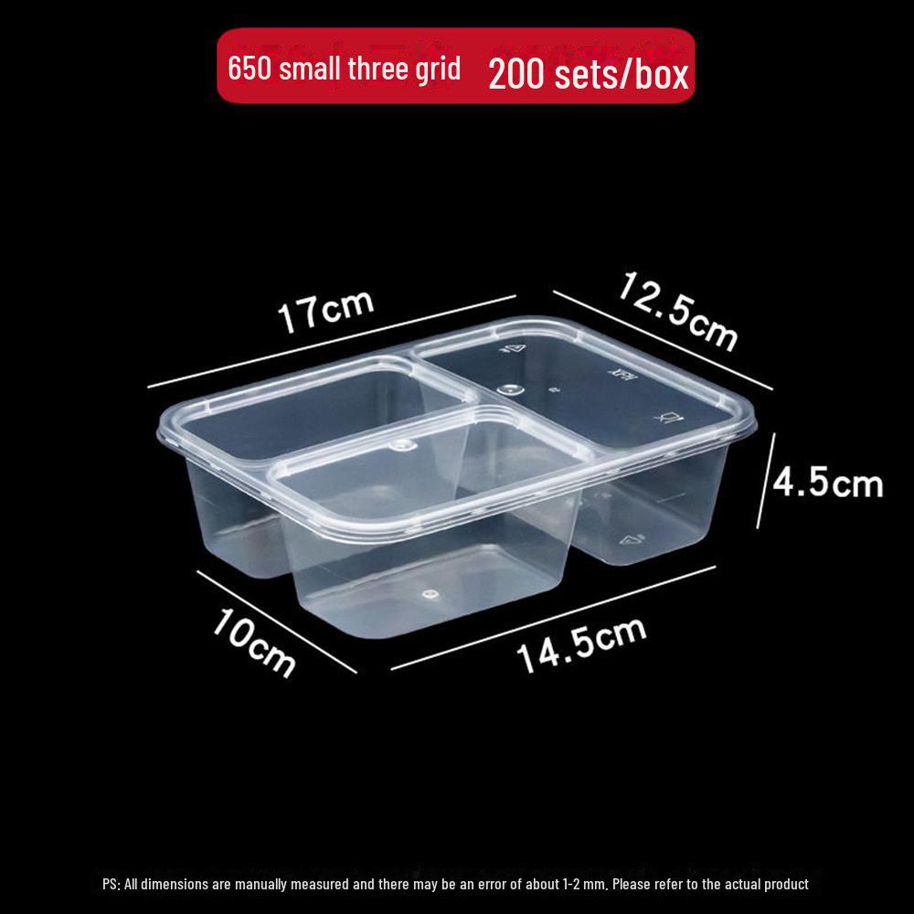 

Упаковка из 1000 одноразовых ланч-боксов с тремя сетками черного цвета, утолщенные, прозрачные, с отделениями для еды на вынос и фаст-фуда - Бесплатная доставка