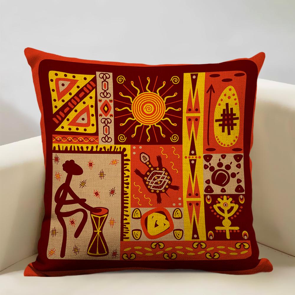 African Oil Painting Cushion Cover Dancing Girl Art Painting Sofa Decorative Pillowcase Home Living Room Pillow Cover 45x45cm