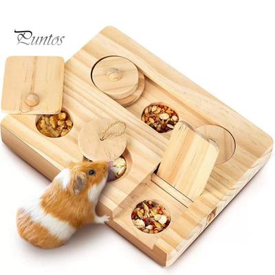 Guinea Pig Foraging Toy Hamster Wooden Interactive Enrichment Toy Small Animal Puzzle Treat Dispenser for Rabbits Rats Chinchillas